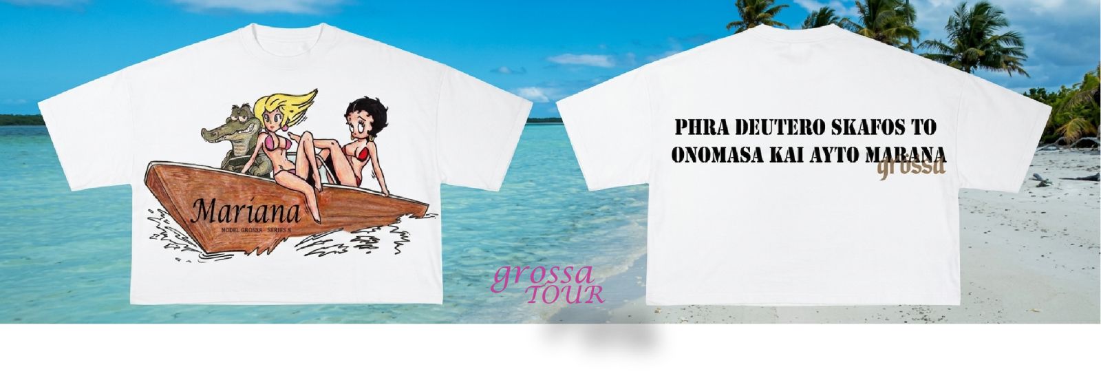 Mariana tee in bone — front and back print
