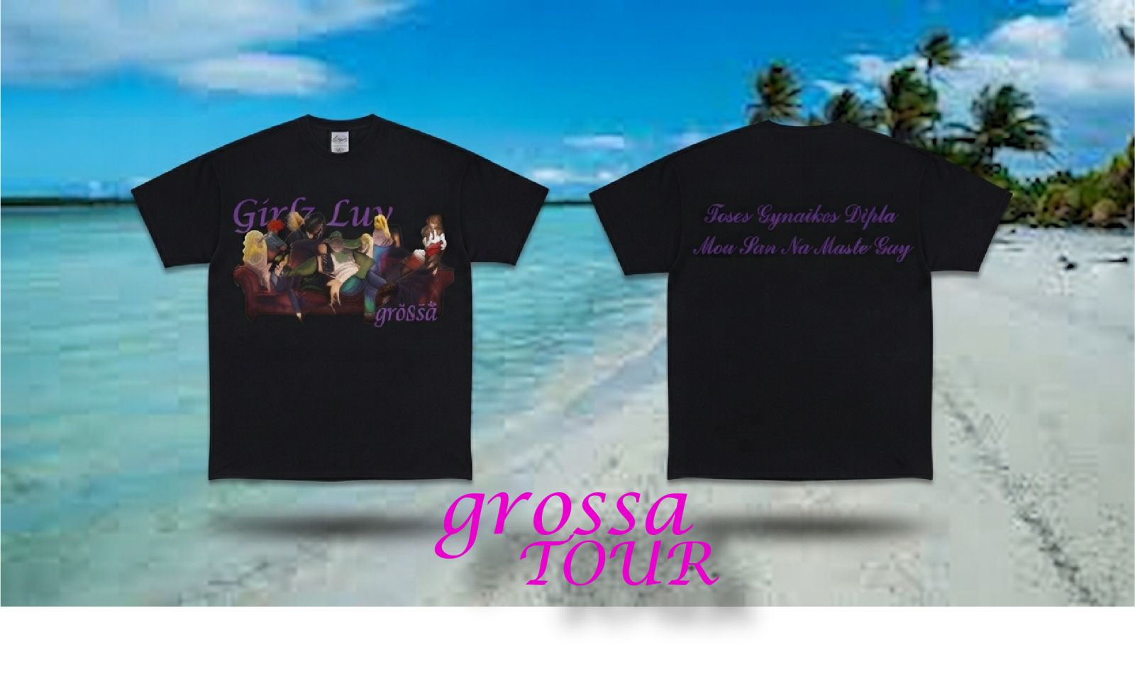 Girlz Luv tee in black — front and back print